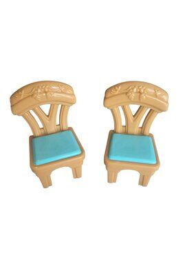 fisher price loving family dream dollhouse pair of dining room chairs brown teal